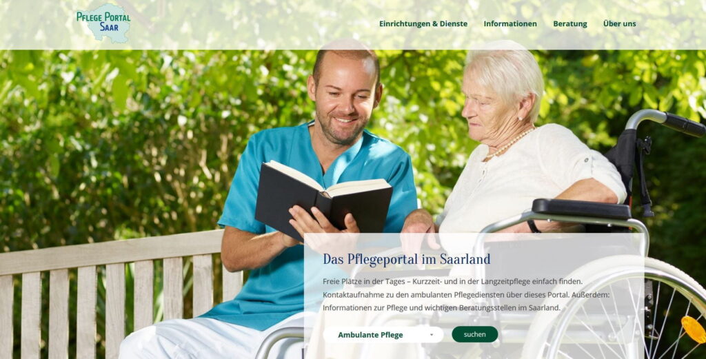 Screenshot Saarländische Pflegegesellschaft