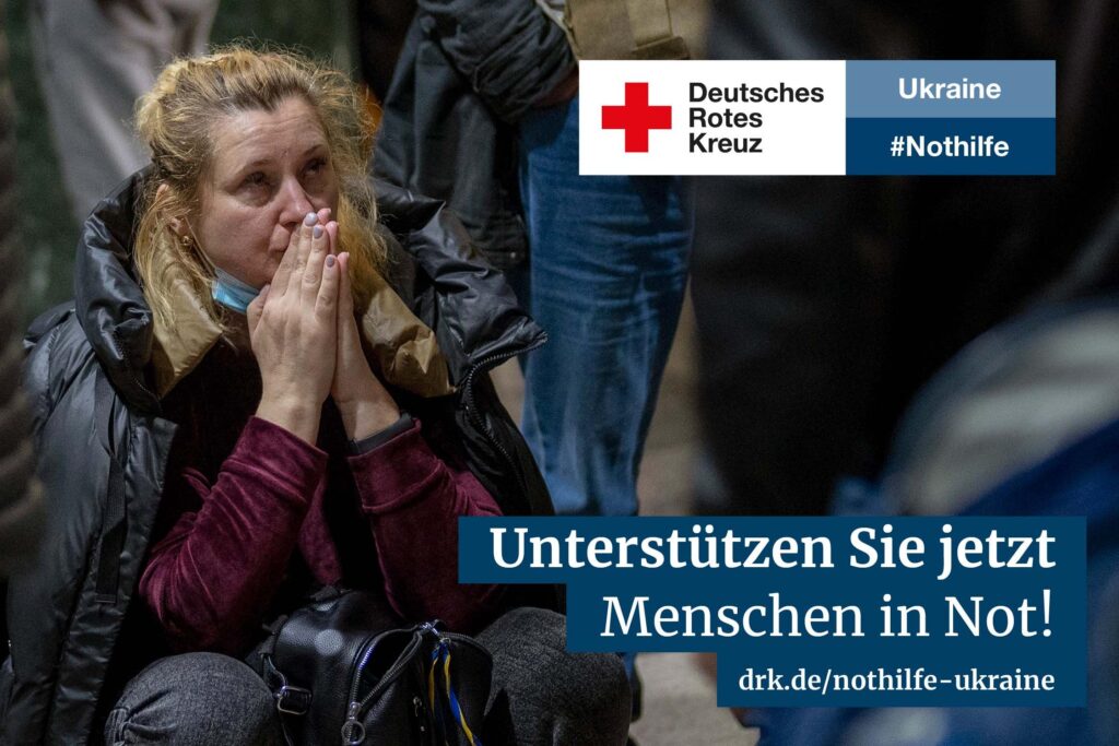 Das DRK bittet um Spenden für die betroffene Bevölkerung in der Ukraine.